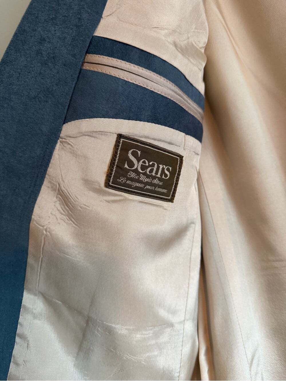 Vintage Sears Powder Blue Faux Suede Blazer 42 - Picture 9 of 13